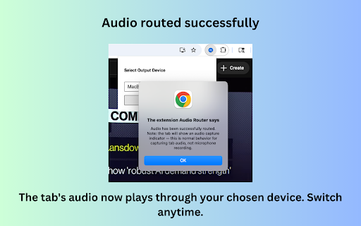 Audio Router Switch :: Route audio from different browser tabs to different output devices — game to headset, music to speakers.