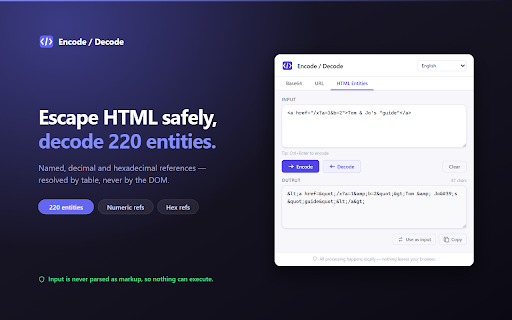 Encode / Decode :: Base64, URL, and HTML entity encoding and decoding utilities.