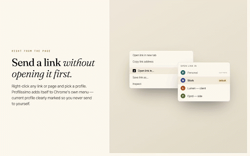 Profilissimo :: Open the current tab or any link in a different Chrome profile