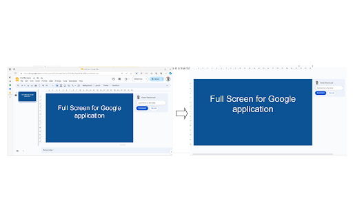 Full screen for Google applications :: True full screen mode for Google applications - slides, sheets, documents, meet