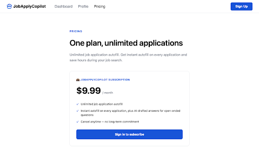 JobApplyCopilot - Job Application Form Filler :: Unlimited job application autofill. Save hours on every job application, automatically.