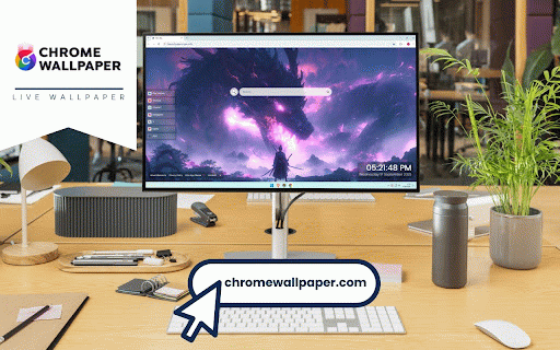 Fantasy Samurai vs Purple Fire Dragon Live Wallpaper :: Lone samurai facing massive purple fire dragon in mystical twilight landscape.