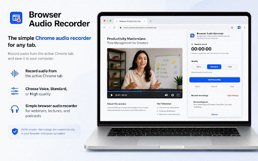 Browser Audio Recorder :: Record audio from the active Chrome tab and download it to your computer.