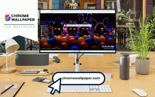 Five Nights at Freddy's Live Wallpaper :: Spooky FNAF animatronics emerge from colorful ball pit with glowing eyes in dark atmosphere.