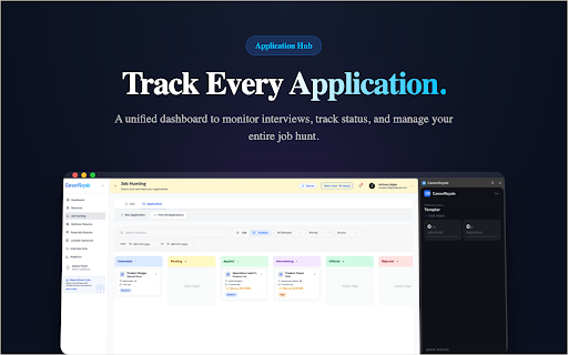CareerRoyale :: Your AI-powered career co-pilot. Save jobs, optimize your resume, and master your career journey on any major job board.
