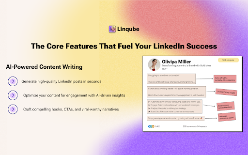 Linqube :: Enhances LinkedIn profiles and generates post content with Generative AI