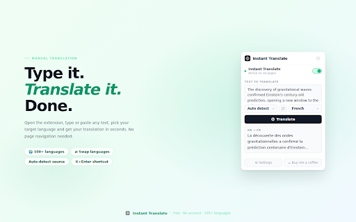 Instant Translate :: Instant Translate · Quick Translate · One Click Translate. Select any text on a webpage for an instant popup translation.