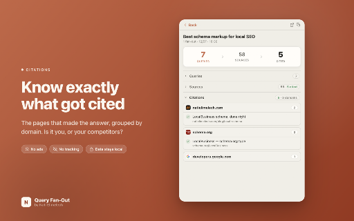 ChatGPT Query Fan-Out, Sources & Citations Extractor :: See the fan-out queries ChatGPT runs for each prompt, the sources it read, and the ones it cited. For SEO/GEO. Data stays local.