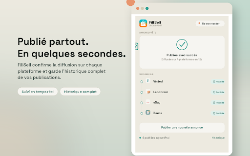 FillSell — Cross-post :: Publie automatiquement vos annonces FillSell sur Vinted, Leboncoin, Beebs et eBay.