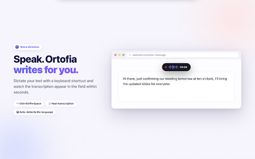 Ortofia — AI Text Corrector :: Correct text with AI and dictate by voice on any website.