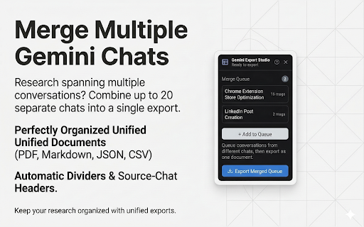 Gemini Export Studio :: Save and share your Gemini conversations your way — completely free, unlimited, no watermarks, and 100% private local processing.