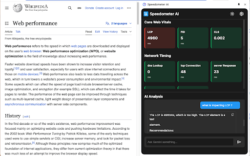 Speedometer AI :: Monitor web performance metrics with AI-powered analysis