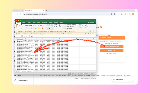 IG Follower Export tool - Download Instagram Follower List :: Scrape instagram followers/following and export ig followers/following, save to csv/excel/json format