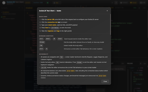 Socket.IO Test Client :: Socket.IO Client Development Tool