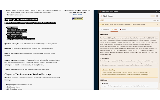 Accounting Study Buddy :: Accounting Chrome extension: one-click summaries, lemonade examples, calm explanations, and exam-style quizzes. Free to start.