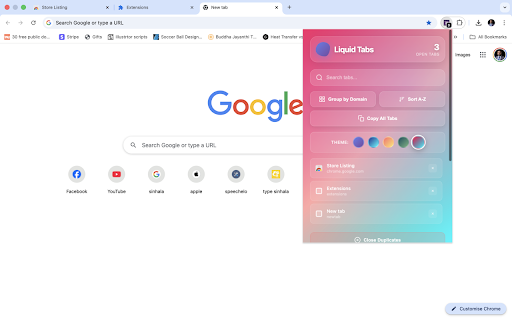 Liquid Tabs - Beautiful Tab Organizer :: Organize your tabs beautifully with a liquid glass interface