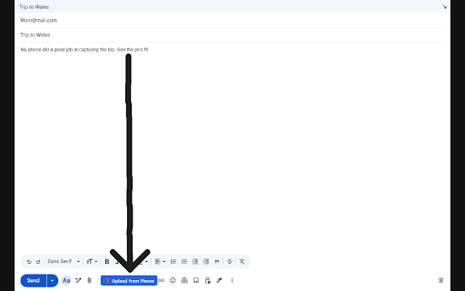 Pic to PC :: Transfer photos from your phone into any file upload, paste anywhere, or save to PC — no app, no account, no cloud.