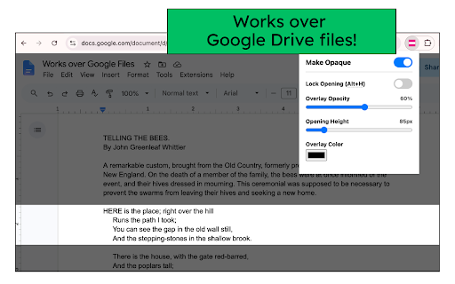 Make Opaque :: Eliminate screen clutter and guide your eyes with a customizable reading overlay. Perfect for deep focus, ADHD, and reading fatigue.
