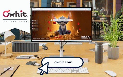 Lilo & Stitch Beauty and the Beast Live Wallpaper :: Adorable Stitch holding red rose surrounded by golden enchanted objects and floating petals.