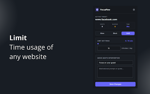 FocusFlow - website blocker with usage analytics :: Block or limit websites, analyze your usage, and stay productive.