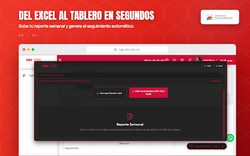 Asistente SGA UBE :: Asistente para tutores de la Universidad Bolivariana del Ecuador. Optimiza tramites, finanzas, reportes y dashboards dentro del SGA.