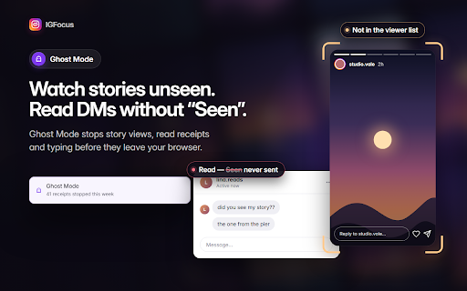IGFocus — Distraction-Free Instagram, Ghost Mode, Story Saver, Screen Time :: Hide Instagram feed, Reels & Stories. View stories anonymously, read DMs without "Seen", daily time limit, download photos & videos.