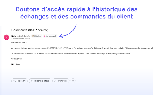 Onially x 8lab - Gmail SAV assistant pour Shopify :: Affichez les informations Shopify directement dans Gmail