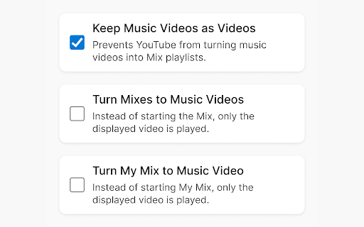 Less Mixes for YouTube :: Prevent YouTube Mix generation for music videos