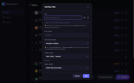 Super Sidebar :: Quickly access your favorite websites directly from the Chrome side panel.