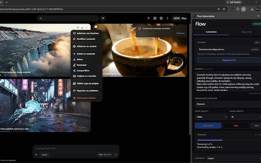 Auto Flow - Flow Automation & Bulk Video for Google Veo, Nano Banana :: Batch prompt processing for Google Flow (flow.google.com): prompt queue, generation, automatic download, next prompt.