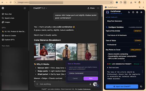 CurlyPrompt :: Build reusable prompt templates with variables and inject them into AI tools like ChatGPT, Claude, Gemini, etc.