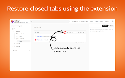 Tabily: Tab Manager & Memory Saver :: Save, organize, and share your tabs without slowing Chrome.