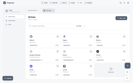Organizer: New Tab Task Manager & Calendar :: Replace your new tab with a kanban task board, calendar sync, sticky notes, quick links and AI. Free, no account needed.
