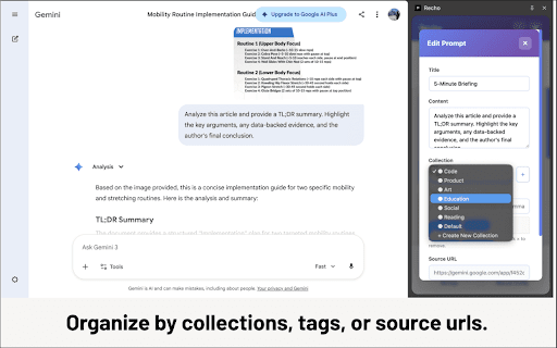 Recho :: Your AI prompt manager. Save, organize and reuse prompts across web pages.