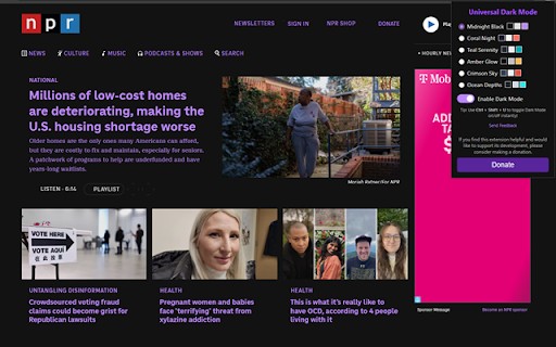 Universal Dark Mode :: Toggle dark mode on any website with selectable themes.