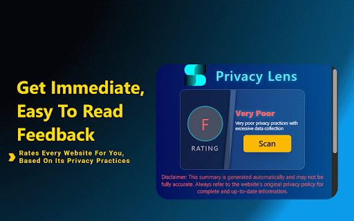 Privacy Lens - See What Websites Track & Share :: See what websites collect, track, and share about you. Instant AI privacy summaries with simple icons.