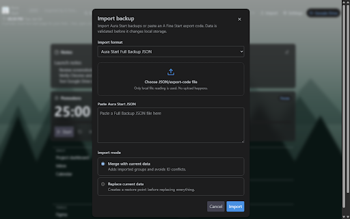 Aura Start :: A local-first, private, exportable start page for your browser new tab.
