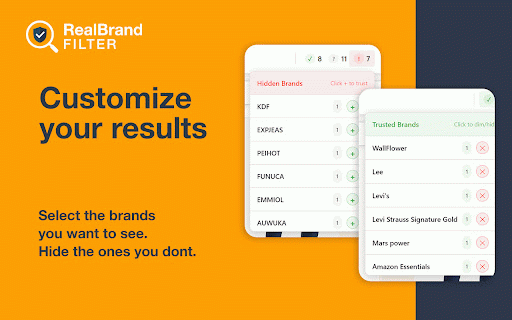 RealBrand Filter - Clean Up Amazon Search :: Filter out unknown brands and clean up Amazon search results. See trust badges, hide sketchy products.