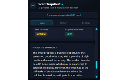 ScamTrapAlert :: AI-powered Chrome extension that detects scams, phishing, and manipulation in real-time