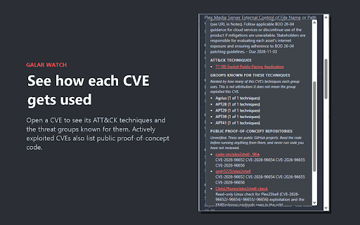 Galar Watch :: Real-time CVE monitoring from CISA and NVD feeds. Stay informed about the latest vulnerabilities with instant notifications.