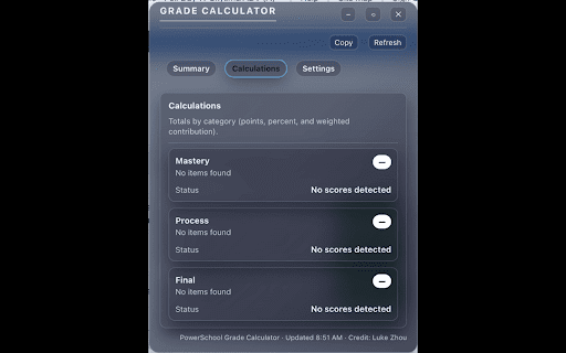 PowerSchool Grade Calculator :: Calculates grades and shows detailed math on PowerSchool grade pages