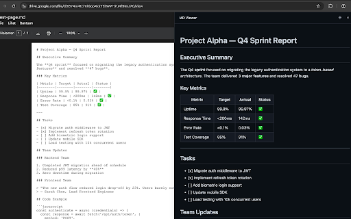 Google Docs Markdown Viewer :: Renders markdown files viewed in Google Docs with syntax highlighting, dark mode, and mermaid diagrams.