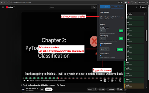 YouTube Course Chunk Master :: Breaks YouTube courses into manageable tasks, tracks progress, and reminds you.