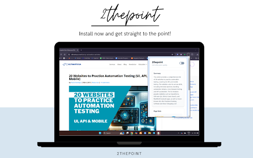 2thepoint :: Summarizes web page content in 3-4 lines with stats and important links