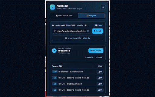 AutoM3U - Stream & PiP Player :: Find, load, and play M3U8, HLS, and IPTV playlist links locally.