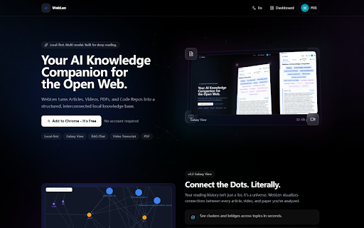 WebLen :: AI-powered Chrome extension that analyzes webpages and displays mind maps with search results