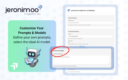 Jeronimoo AI Agent for Jira :: Turbocharge Jira with an AI Agent—streamline issue creation, write clear descriptions in seconds, and optimize your work management.