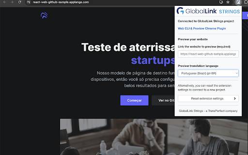 GlobalLink Strings Chrome extension :: GlobalLink Strings plugin, for live previewing webpage translations