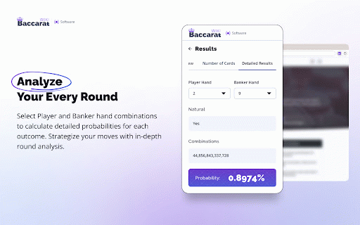 Baccarat Calculator :: Simple extension that helps users to calculate odds for Baccarat games.