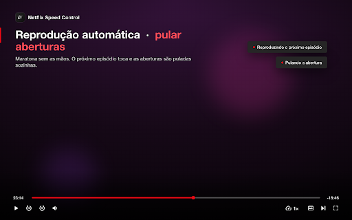 Netflix Speed Control — 2x Playback Speed, Fast Forward & Rewind :: Speed up Netflix — playback speed slider up to 2x, skip back or forward 1–60 seconds instead of 10, auto-skip intros & recaps.